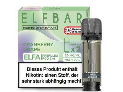 Elf Bar Elfa CP Prefilled Pod - 2x Cranberry Grape 20mg