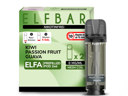 Elf Bar Elfa CP Prefilled Pod - 2x Kiwi Passionfruit Guava 0mg