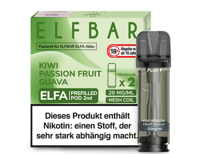 Elf Bar Elfa CP Prefilled Pod - 2x Kiwi Passionfruit Guava 20mg