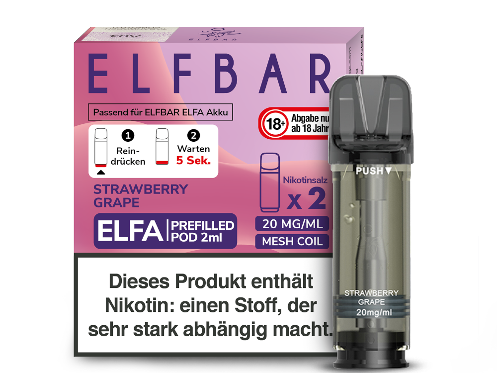 Elf Bar Elfa CP Prefilled Pod - 2x Strawberry Grape 20mg