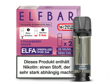 Elf Bar Elfa CP Prefilled Pod - 2x Strawberry Grape 20mg