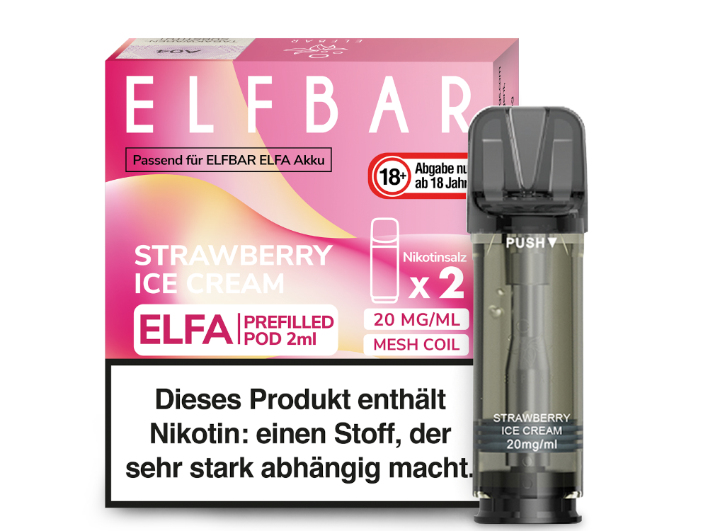 Elf Bar Elfa CP Prefilled Pod - 2x Strawberry Ice Cream 20mg