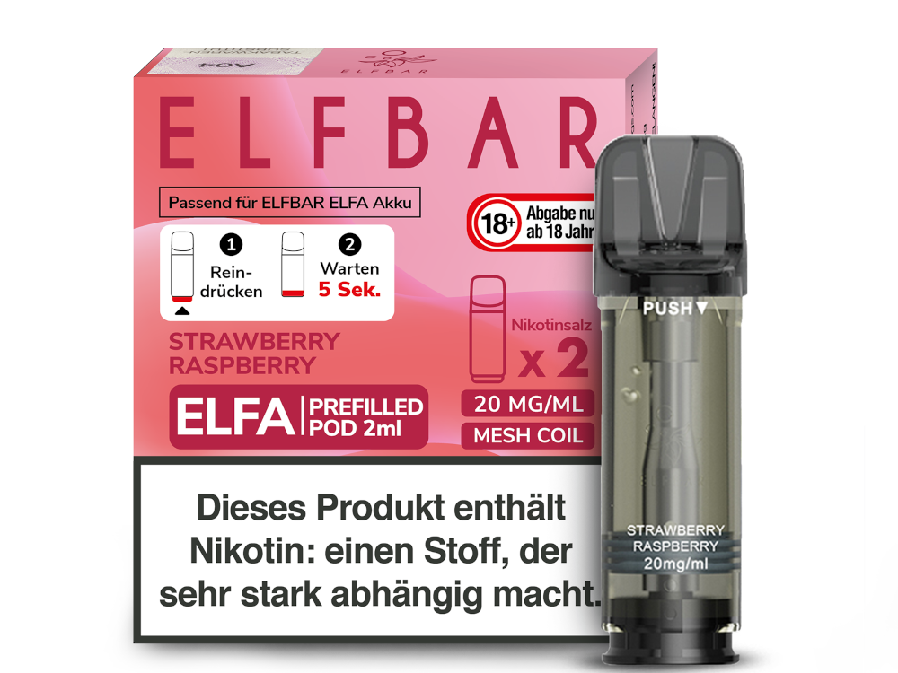 Elf Bar Elfa CP Prefilled Pod - 2x Strawberry Raspberry 20mg