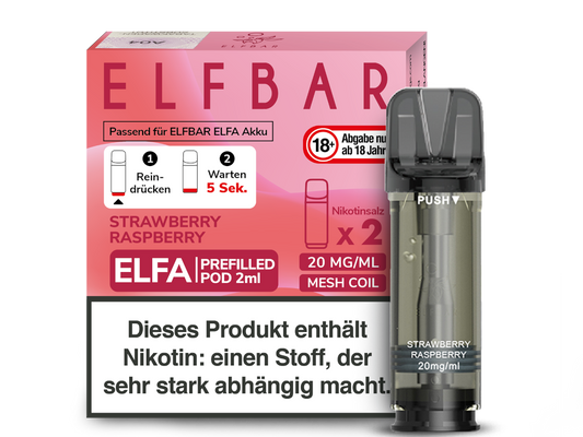 Elf Bar Elfa CP Prefilled Pod - 2x Strawberry Raspberry 20mg
